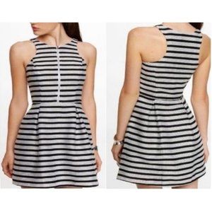 EXPRESS Black and White Striped Skater Dress